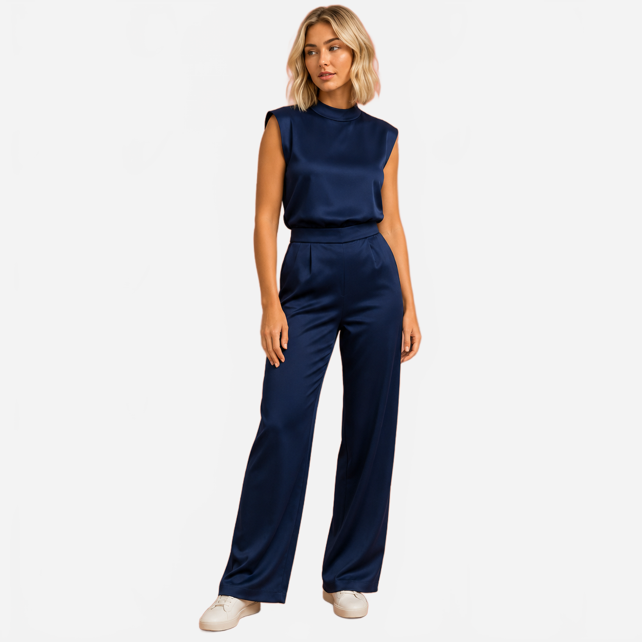 Calista | Women's Satin Jumpsuit with Open Back