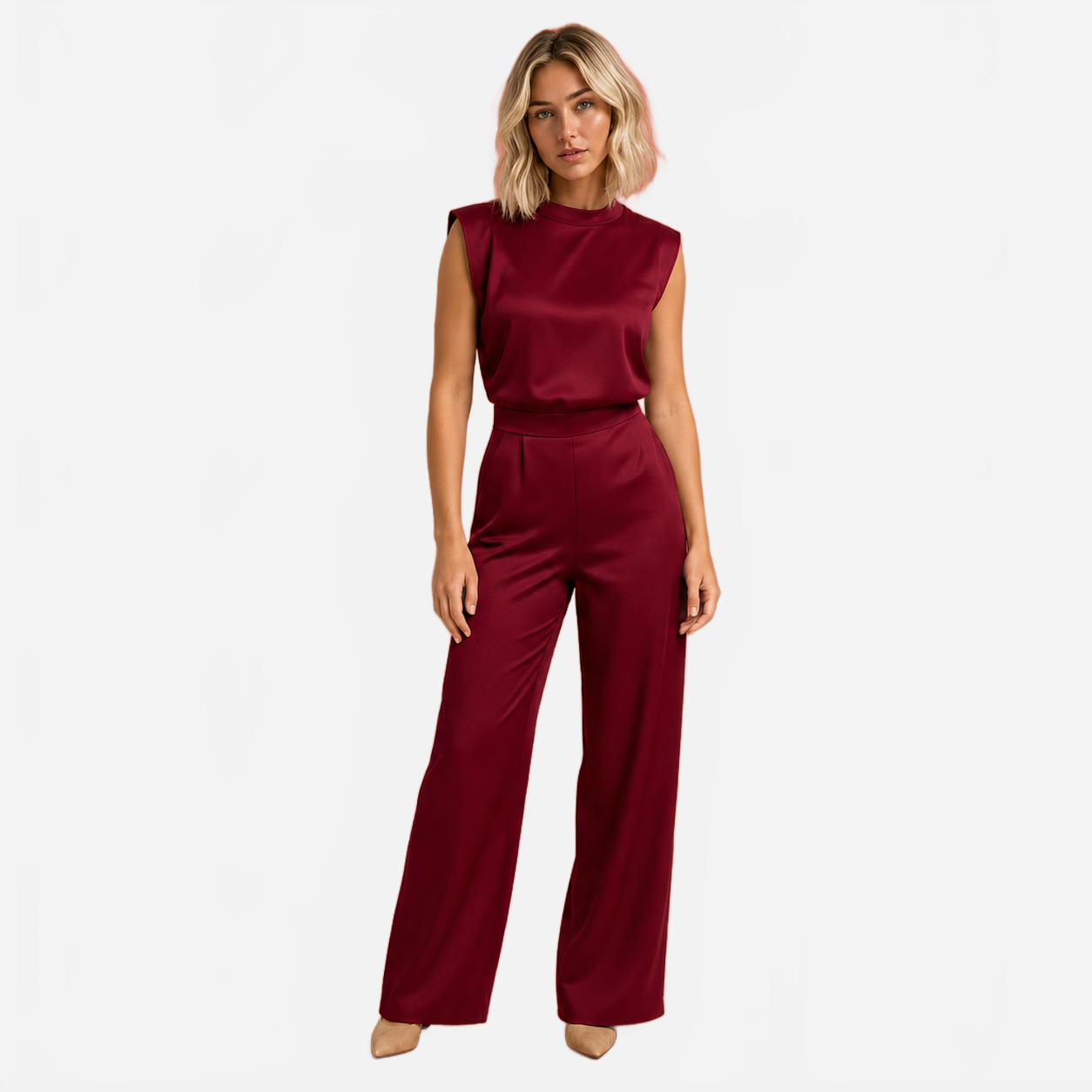 Calista | Women's Satin Jumpsuit with Open Back
