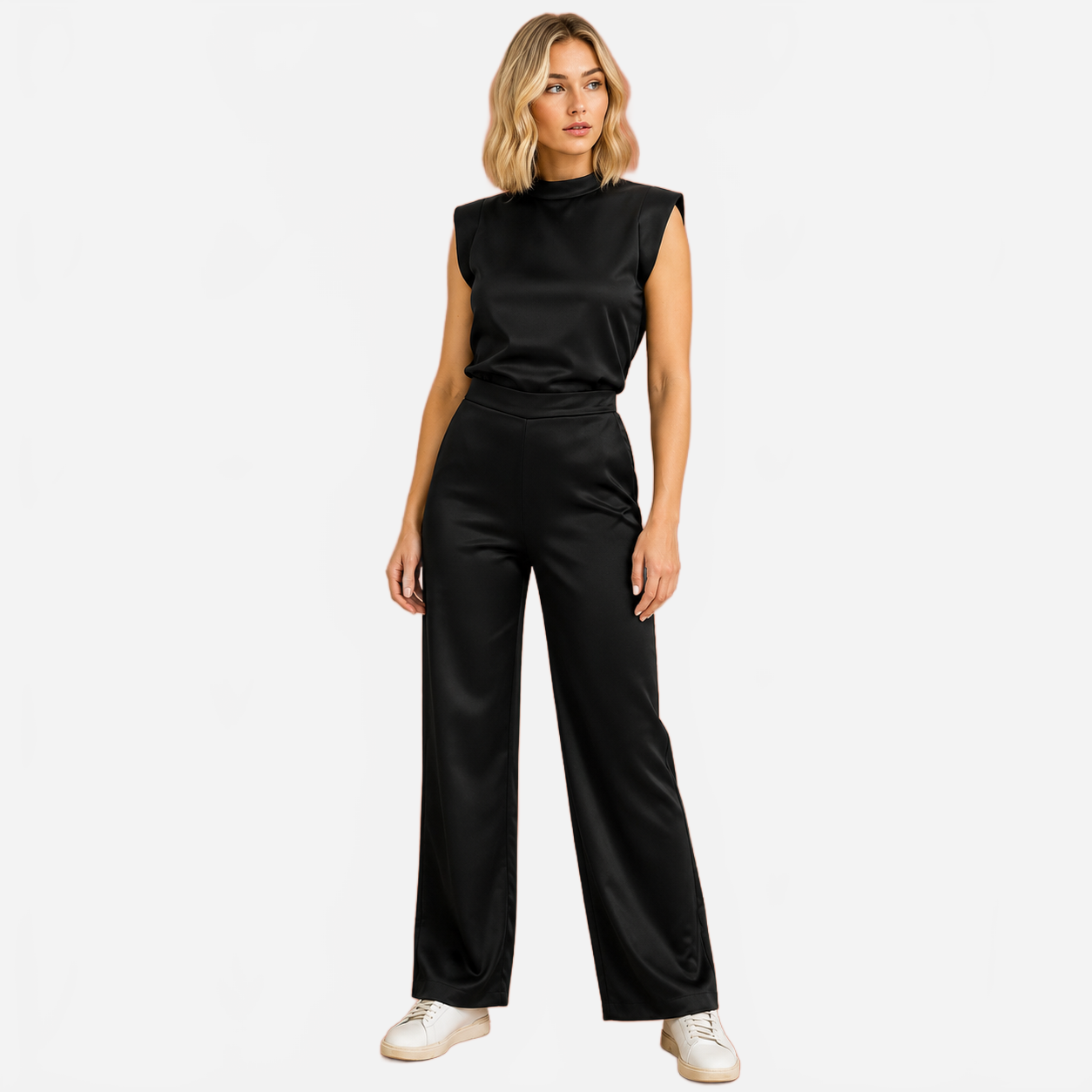 Calista | Women's Satin Jumpsuit with Open Back