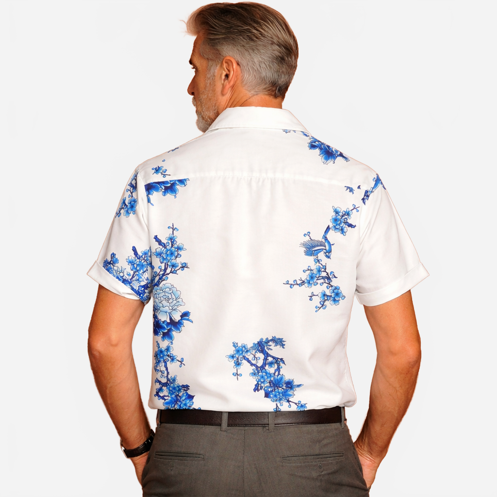 Jeroen | Men's Tropical Floral Print Short-Sleeve Shirt