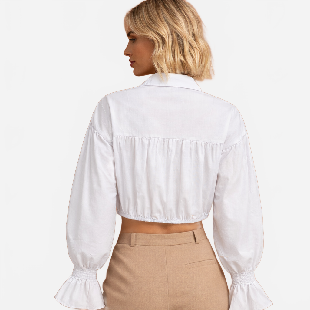 Karlijn | Women's Cropped Blouse with Denim Corset