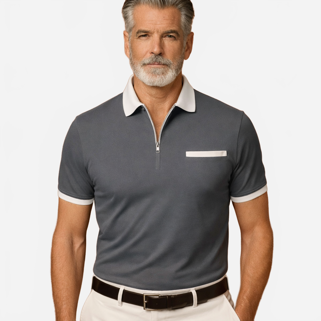 Noan | Men's Polo Shirt with Zipper and Contrast Collar