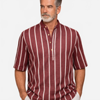 Jasper | Men's Striped Boho Summer Shirt with Stand-Up Collar
