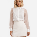 Rosalie | Women's Transparent Blouse with Puff Sleeves and Collar
