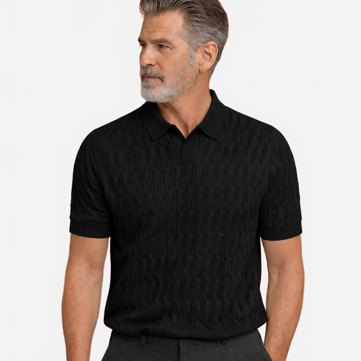 Matteo | Men's Slim Fit Jacquard Knitted Polo Shirt