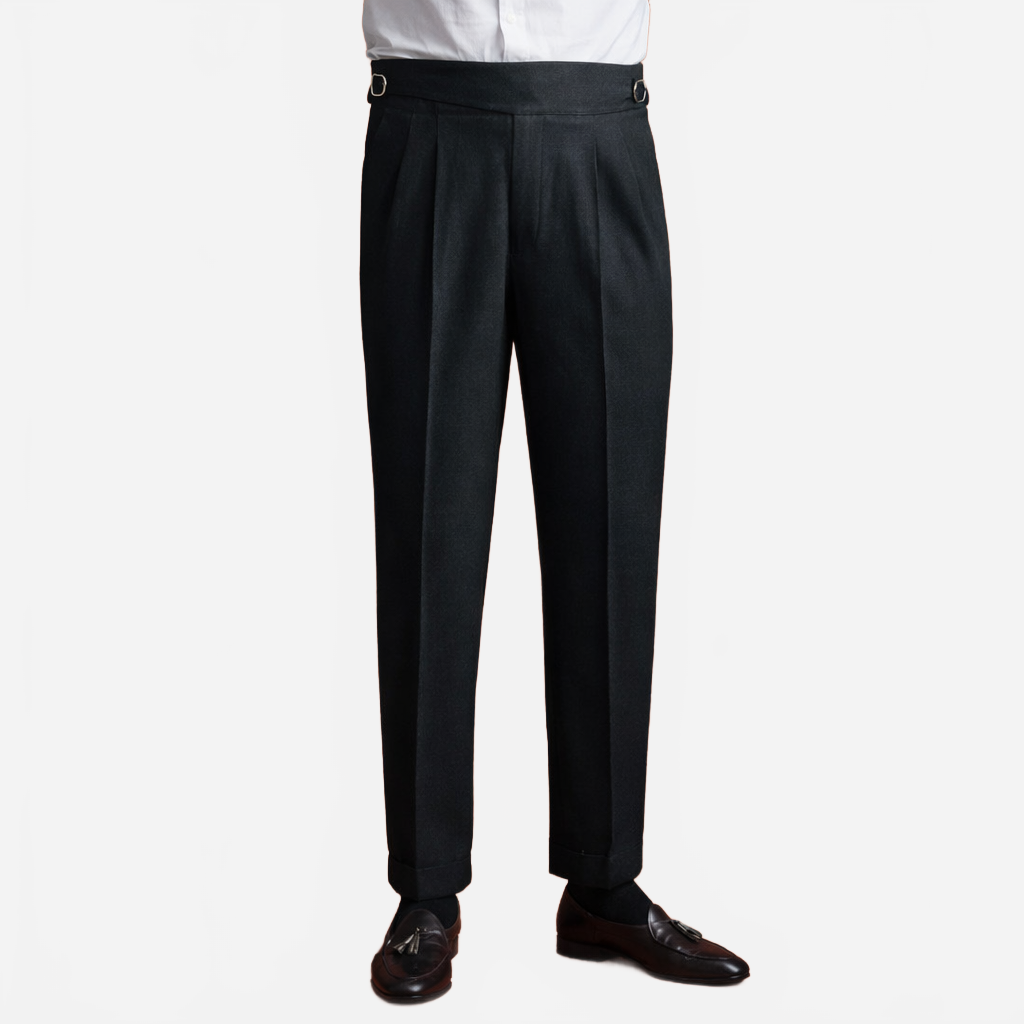 Roderik | Men's High-Waisted Trousers with Pleats and Tapered Legs