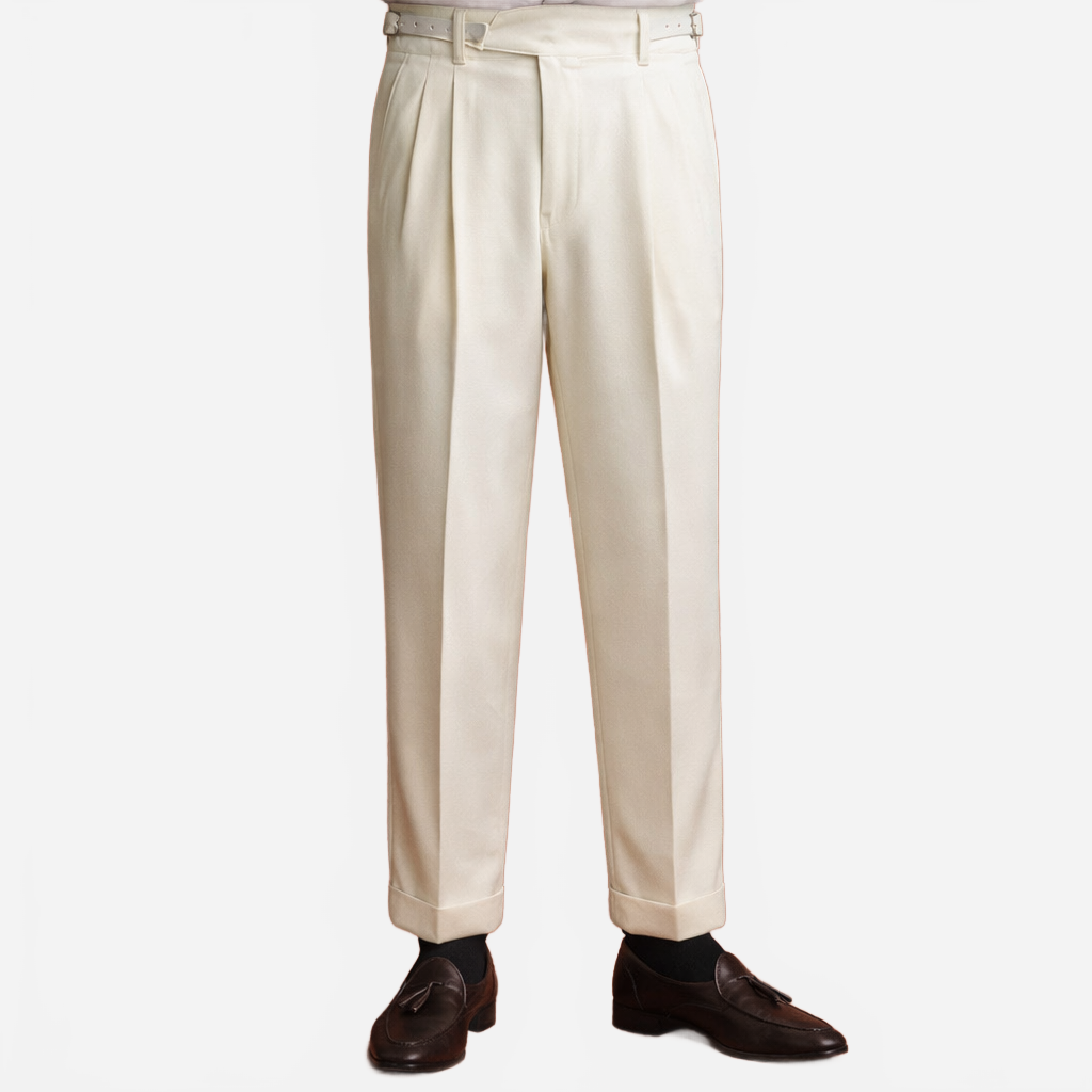Roderik | Men's High-Waisted Trousers with Pleats and Tapered Legs