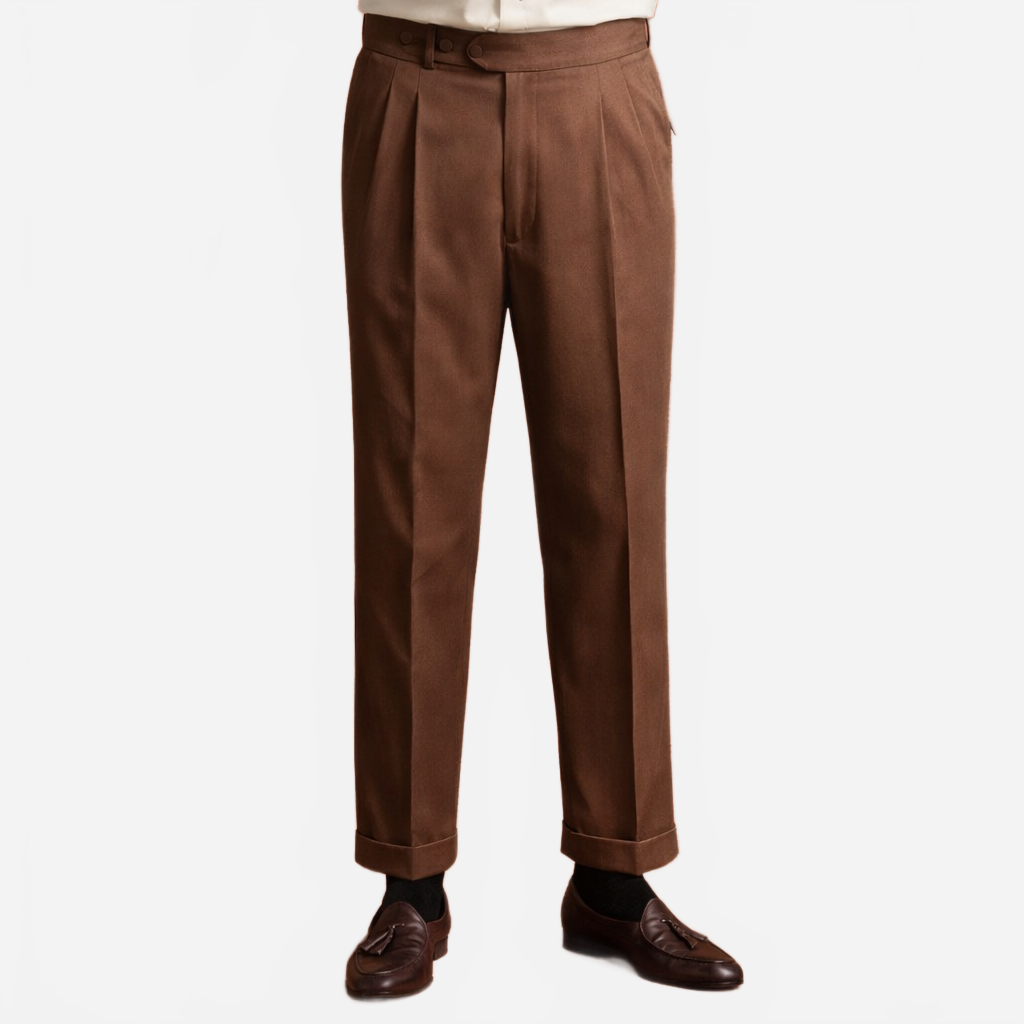 Roderik | Men's High-Waisted Trousers with Pleats and Tapered Legs