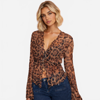 Sophia | Women's Stylish Leopard Print Blouse with Button Details