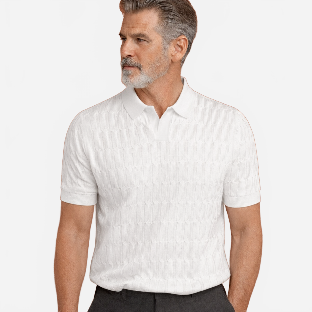 Matteo | Men's Slim Fit Jacquard Knitted Polo Shirt