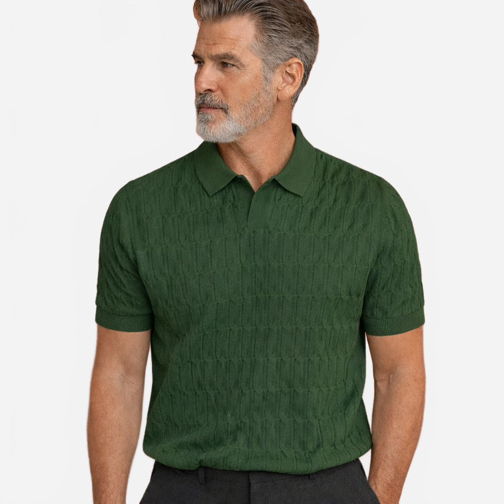 Matteo | Men's Slim Fit Jacquard Knitted Polo Shirt