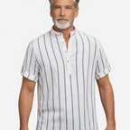 Jasper | Men's Striped Boho Summer Shirt with Stand-Up Collar